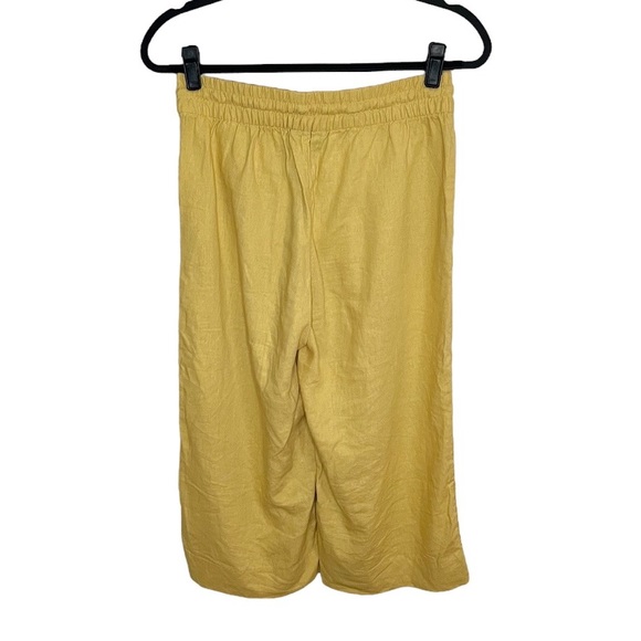 NWT Banana Republic Factory Yellow Wide Leg Crop Linen Blend Pants XS Petite - Picture 3 of 11